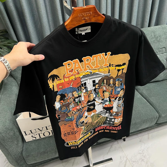 Short-sleeved T-shirt printed with hip hop