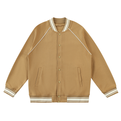 Contrast Trim Raglan Varsity Jacket