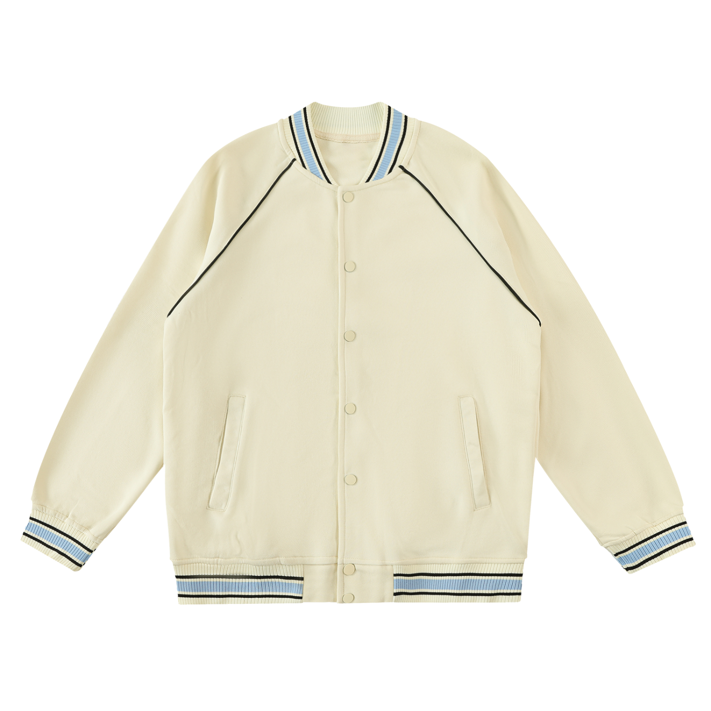 Contrast Trim Raglan Varsity Jacket