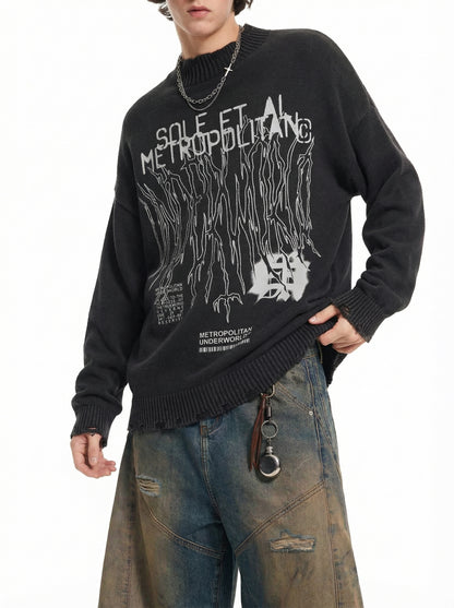 Vintage Washed Hand-Frayed Sweater