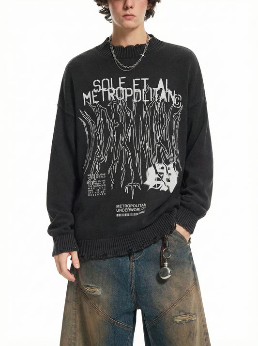 Vintage Washed Hand-Frayed Sweater