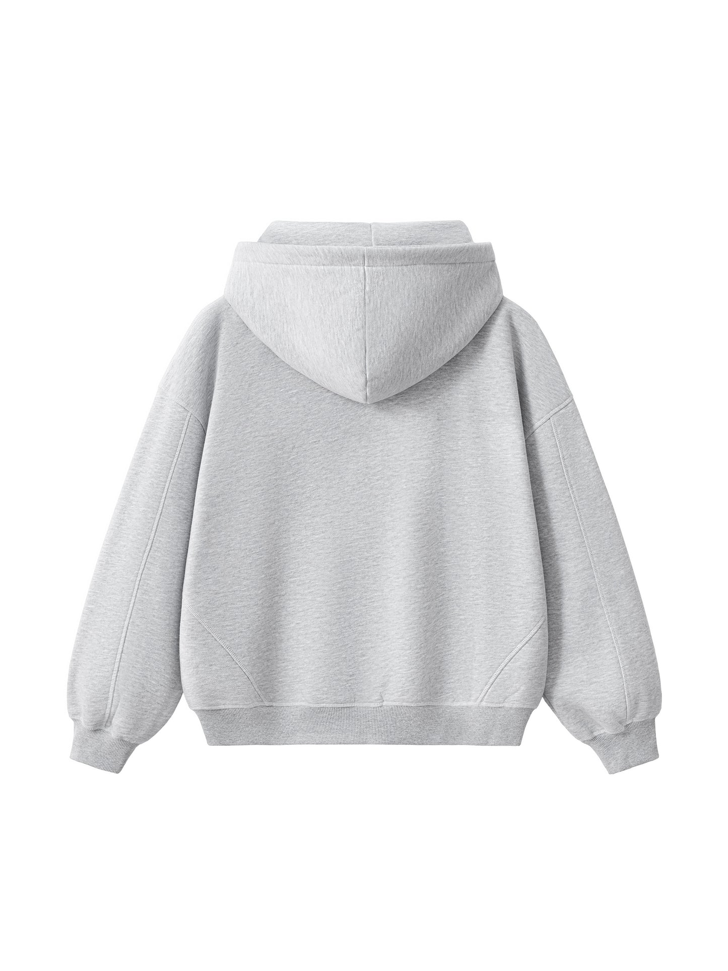 Contrast-Stitched Boxy Fleece Zip Hoodie
