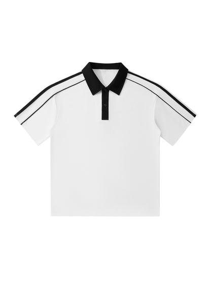 Contrast Collar Short-Sleeve Polo Shirt