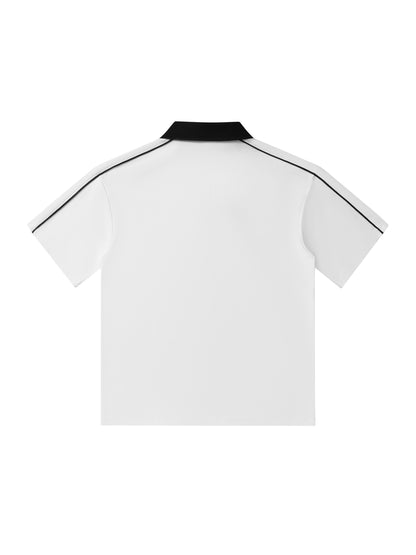 Contrast Collar Short-Sleeve Polo Shirt