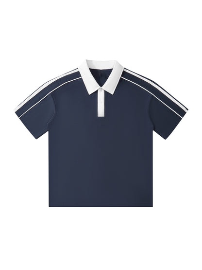 Contrast Collar Short-Sleeve Polo Shirt