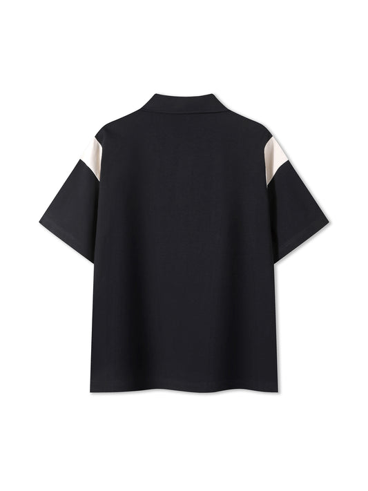 Contrast Panel Cotton Polo Shirt
