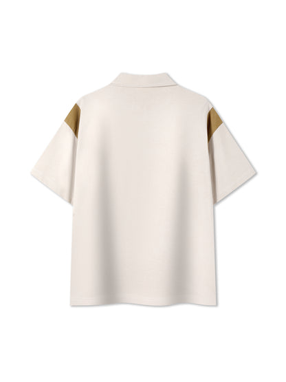 Contrast Panel Cotton Polo Shirt