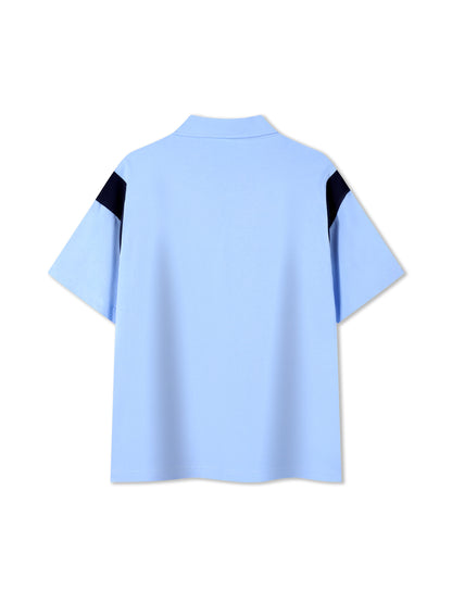 Contrast Panel Cotton Polo Shirt