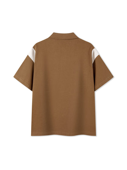 Contrast Panel Cotton Polo Shirt