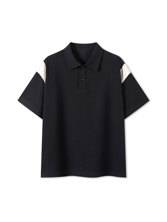 Contrast Panel Cotton Polo Shirt