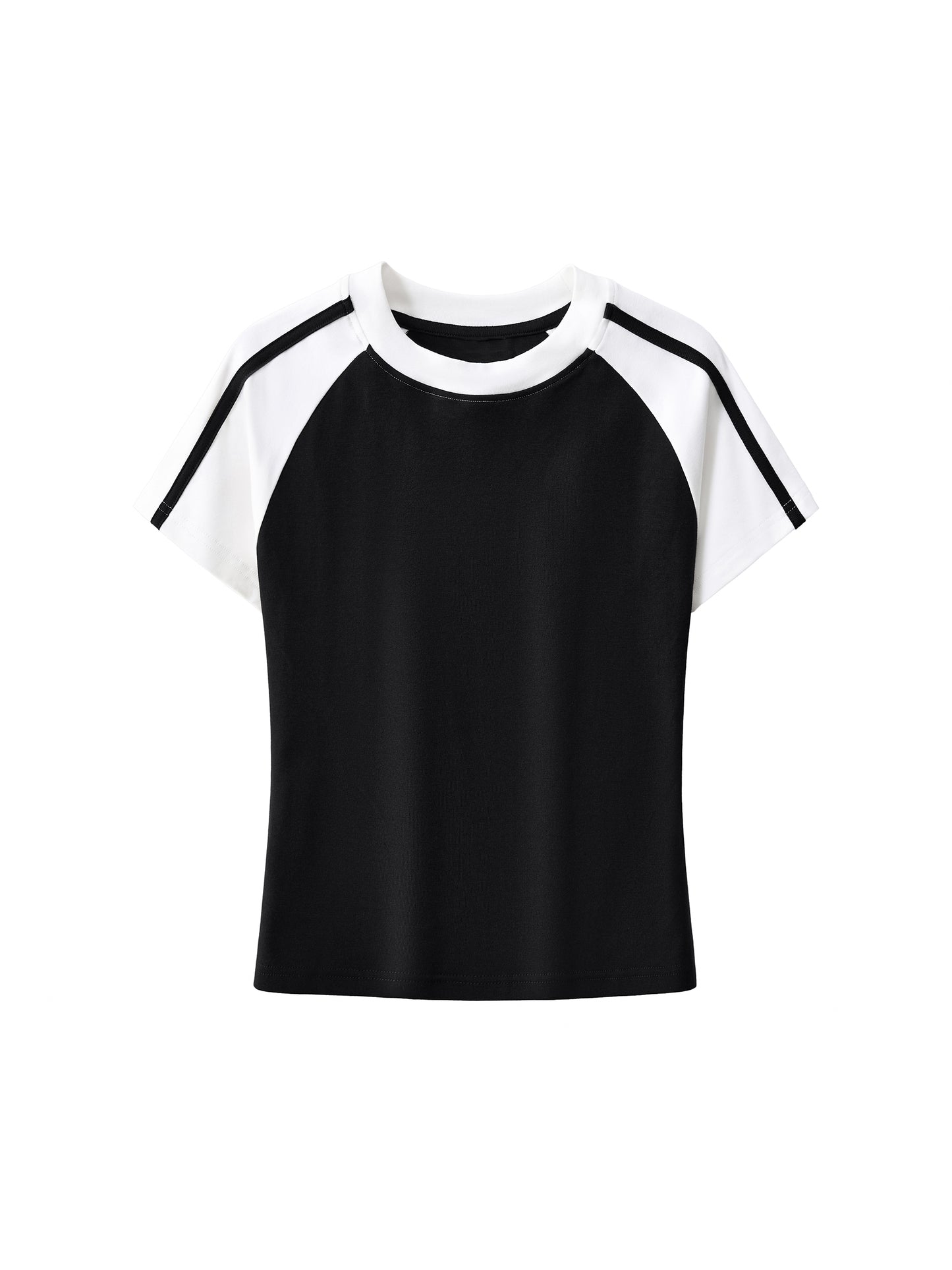 Contrast Stripes Bodycon Raglan  Sleeve T-Shirt