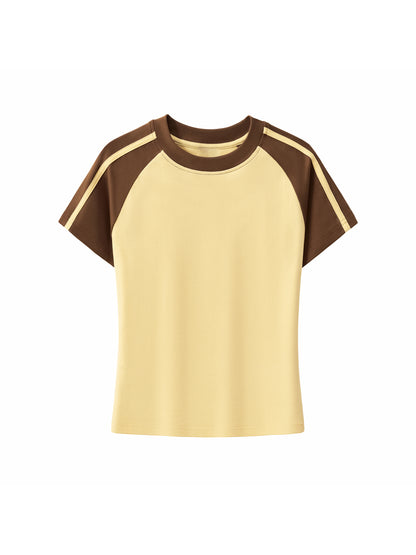 Contrast Stripes Bodycon Raglan  Sleeve T-Shirt