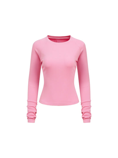 Dyed Washed Raglan Long Sleeve Slim T-Shirt