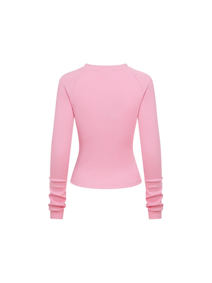 Dyed Washed Raglan Long Sleeve Slim T-Shirt