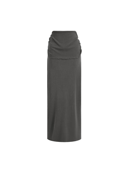 Dyed Washed Straight Hip-Hugging Slim Maxi Skirt