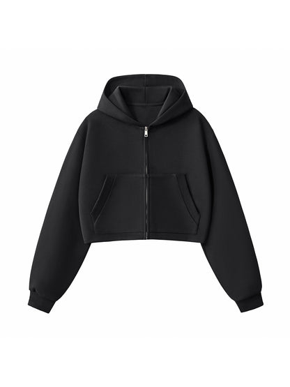Essential Cropped Zip-Up Hoodie