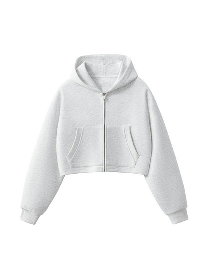 Essential Cropped Zip-Up Hoodie