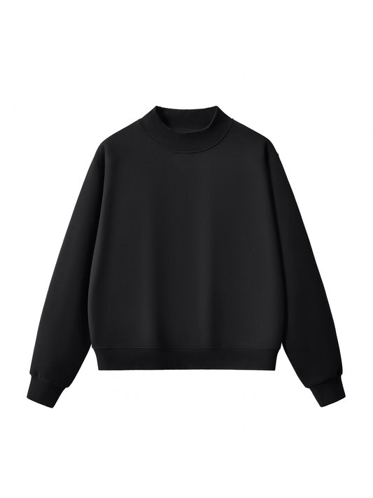 Essential Fleece Mock-Neck Crew Sweatshirt