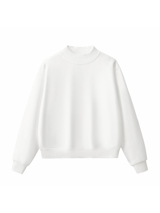 Essential Fleece Mock-Neck Crew Sweatshirt