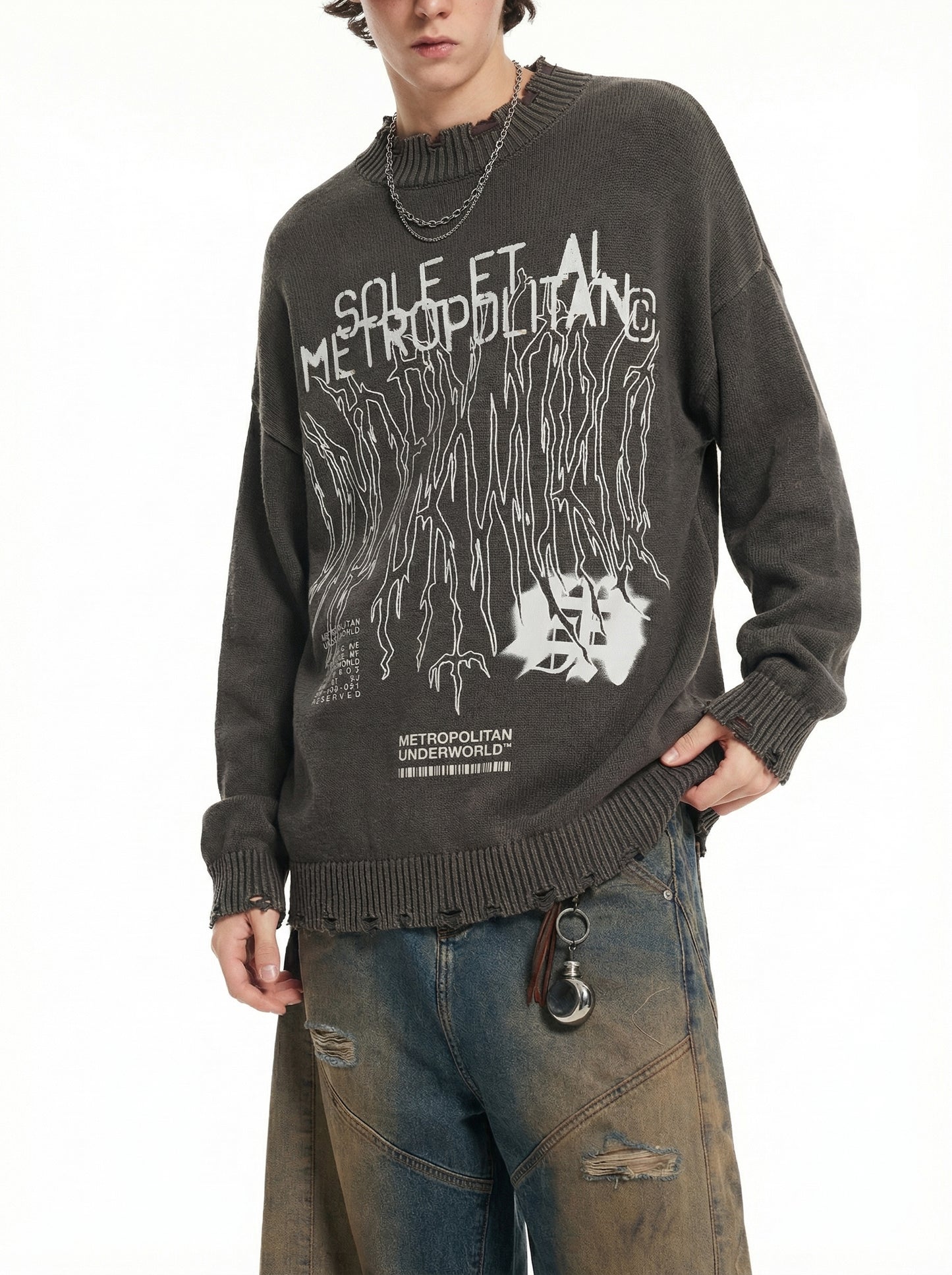 Vintage Washed Hand-Frayed Sweater