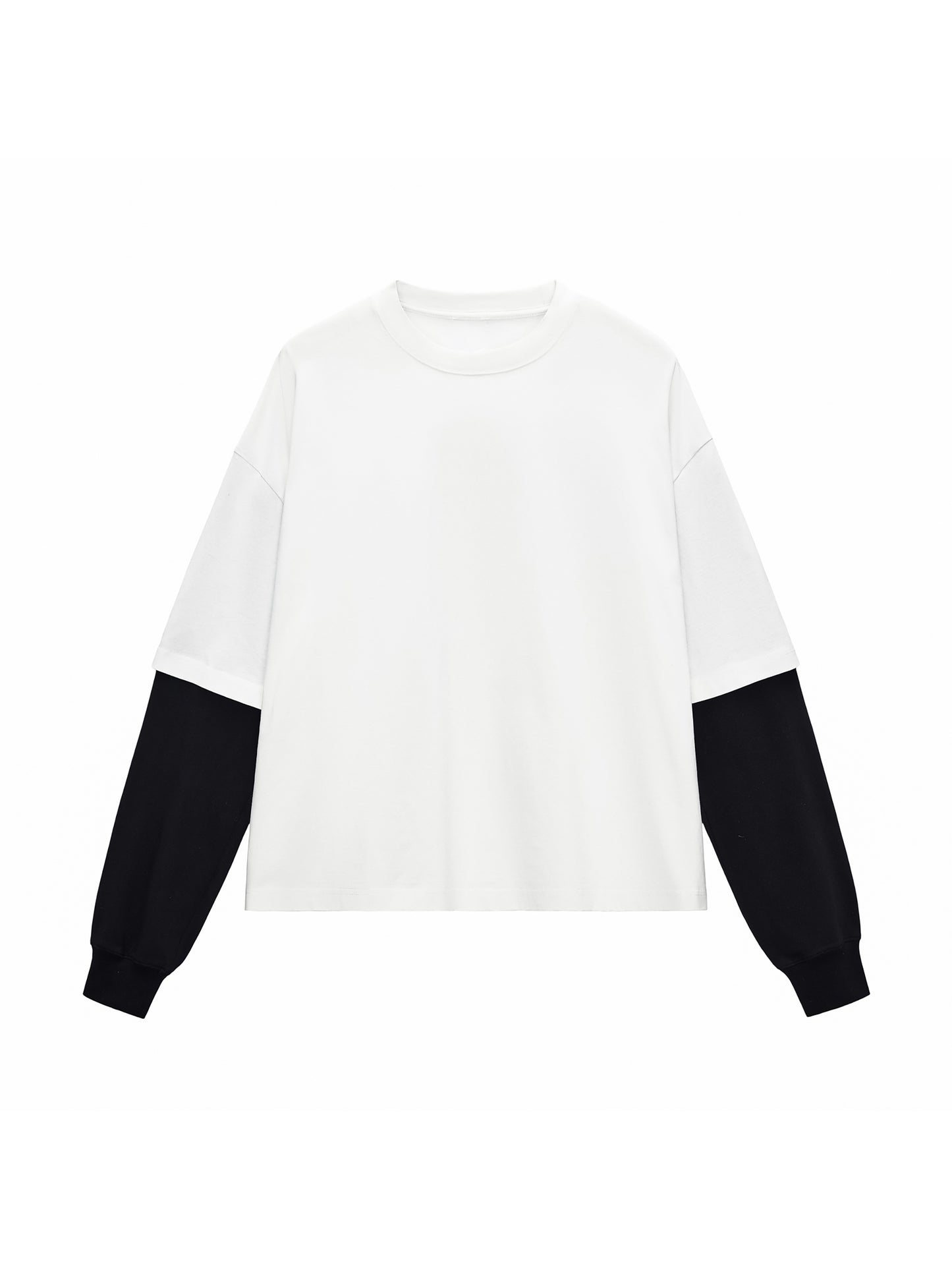 Layered Contrast Sleeve Cotton T-Shirt