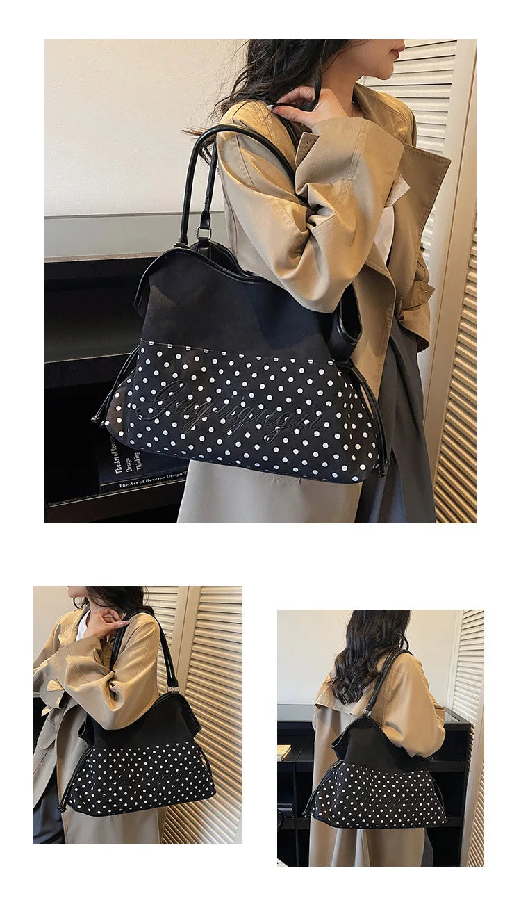 Polka Dot Hobo Shoulder Bag