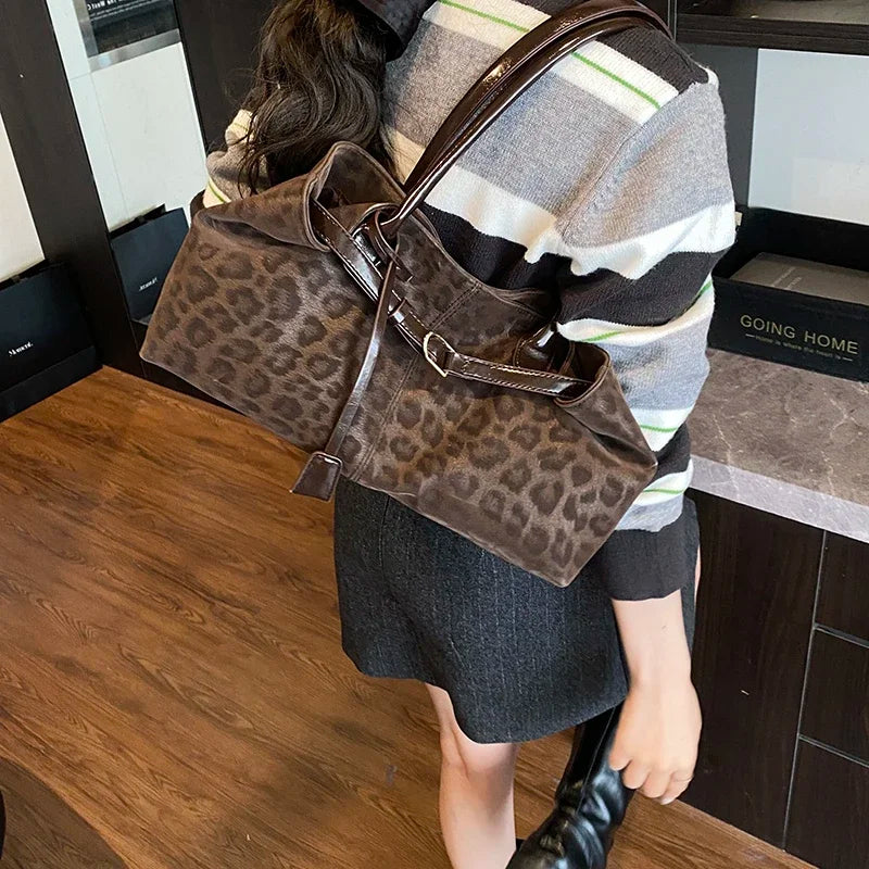 Leopard Print Slouchy Tote Bag