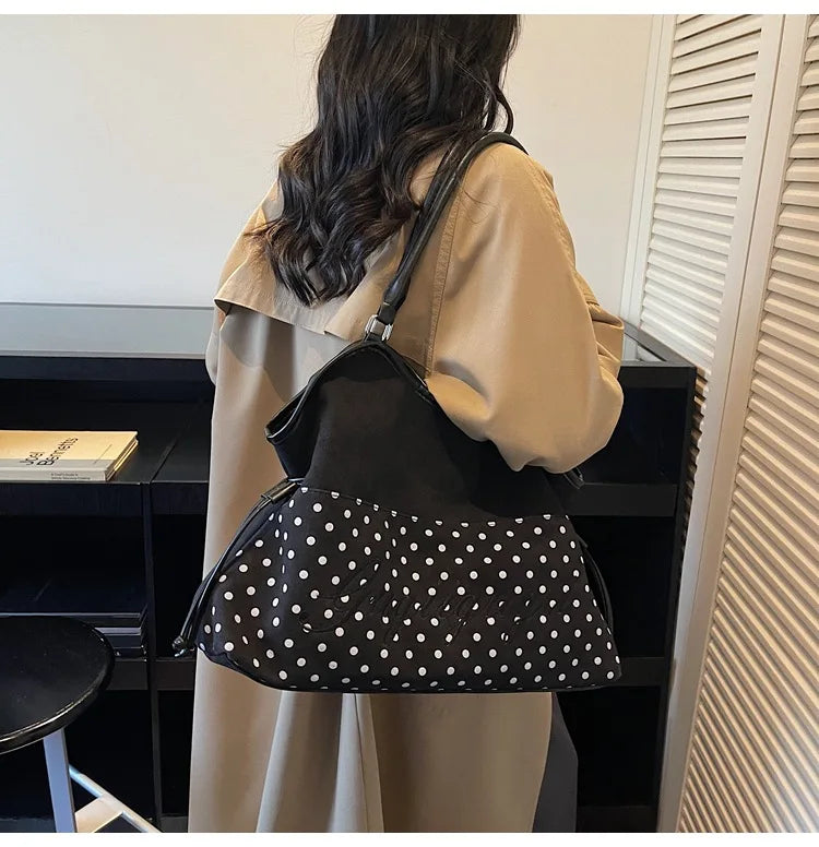 Polka Dot Hobo Shoulder Bag