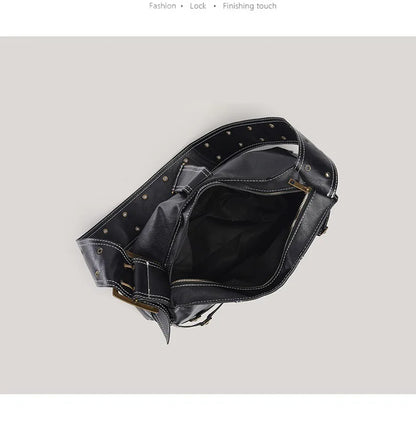 Y2K Distressed Buckle Slouchy Bag