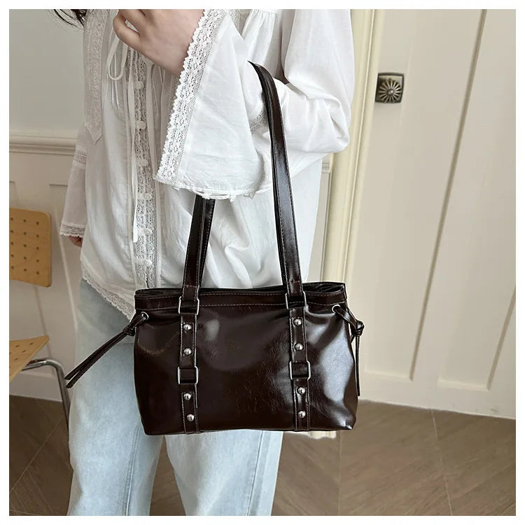 Women's Retro Leather Tote Bag