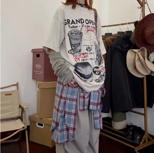 Vintage Print T-Shirt Punk High Street Basics Y2k Harajuku Aesthetic