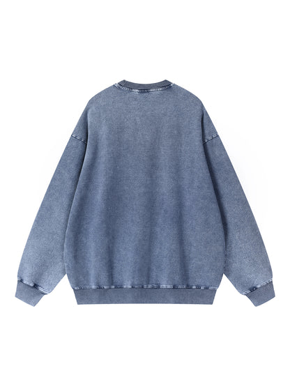 Snow Wash Oversized Crewneck Sweatshirt