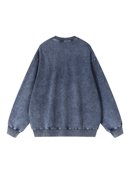 Snow Wash Oversized Crewneck Sweatshirt