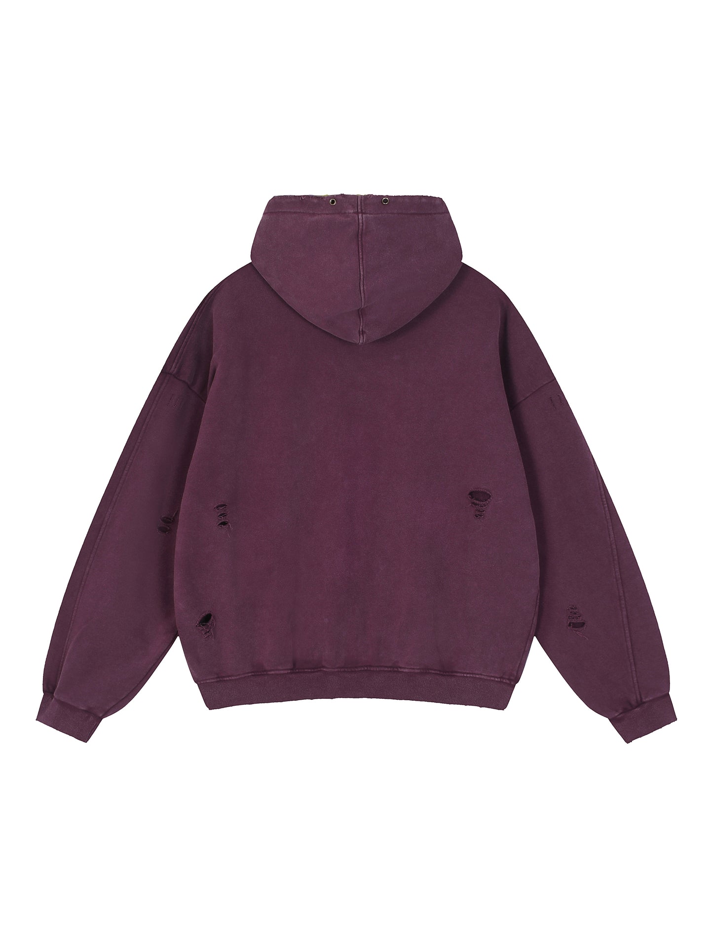 Snow Washed Distressed Panel Pocket Hoodie