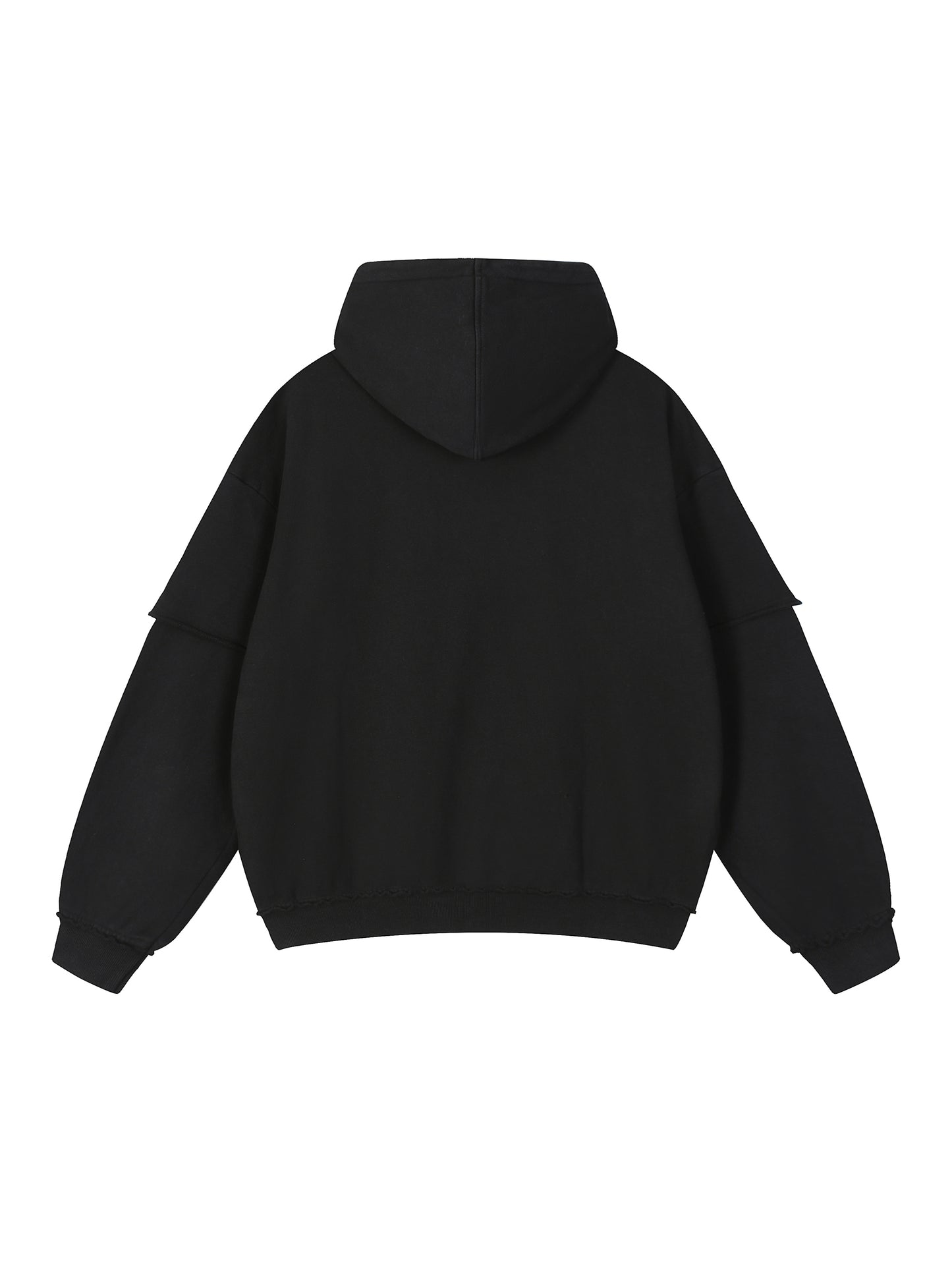 Snow Washed Raw Edge Double Layered Hoodie