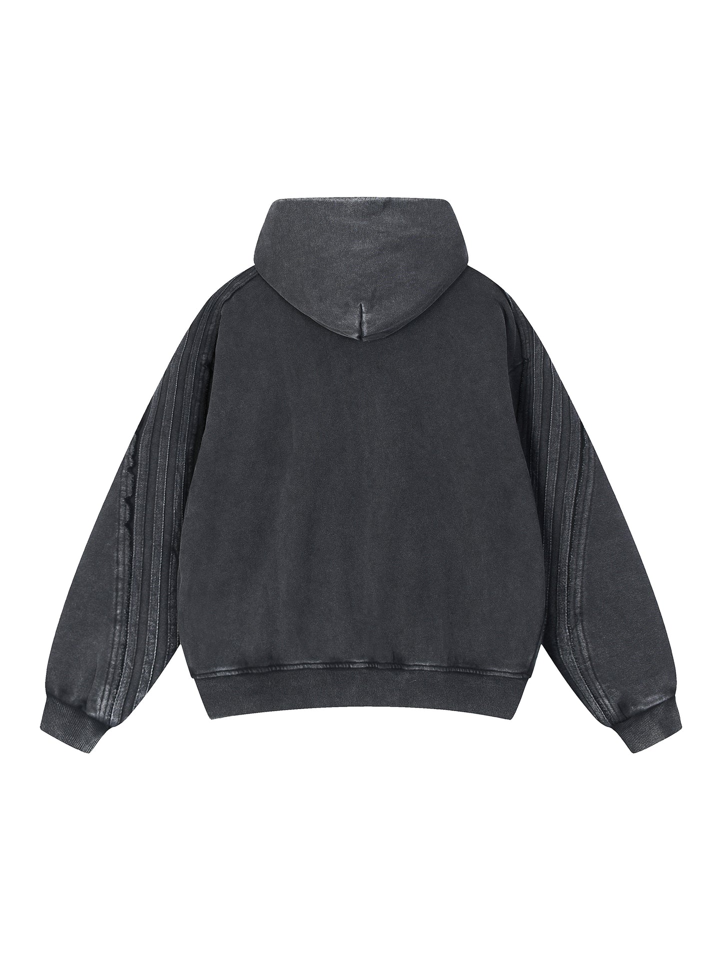 Snow Washed Tape Raw Edge Zip Hoodie