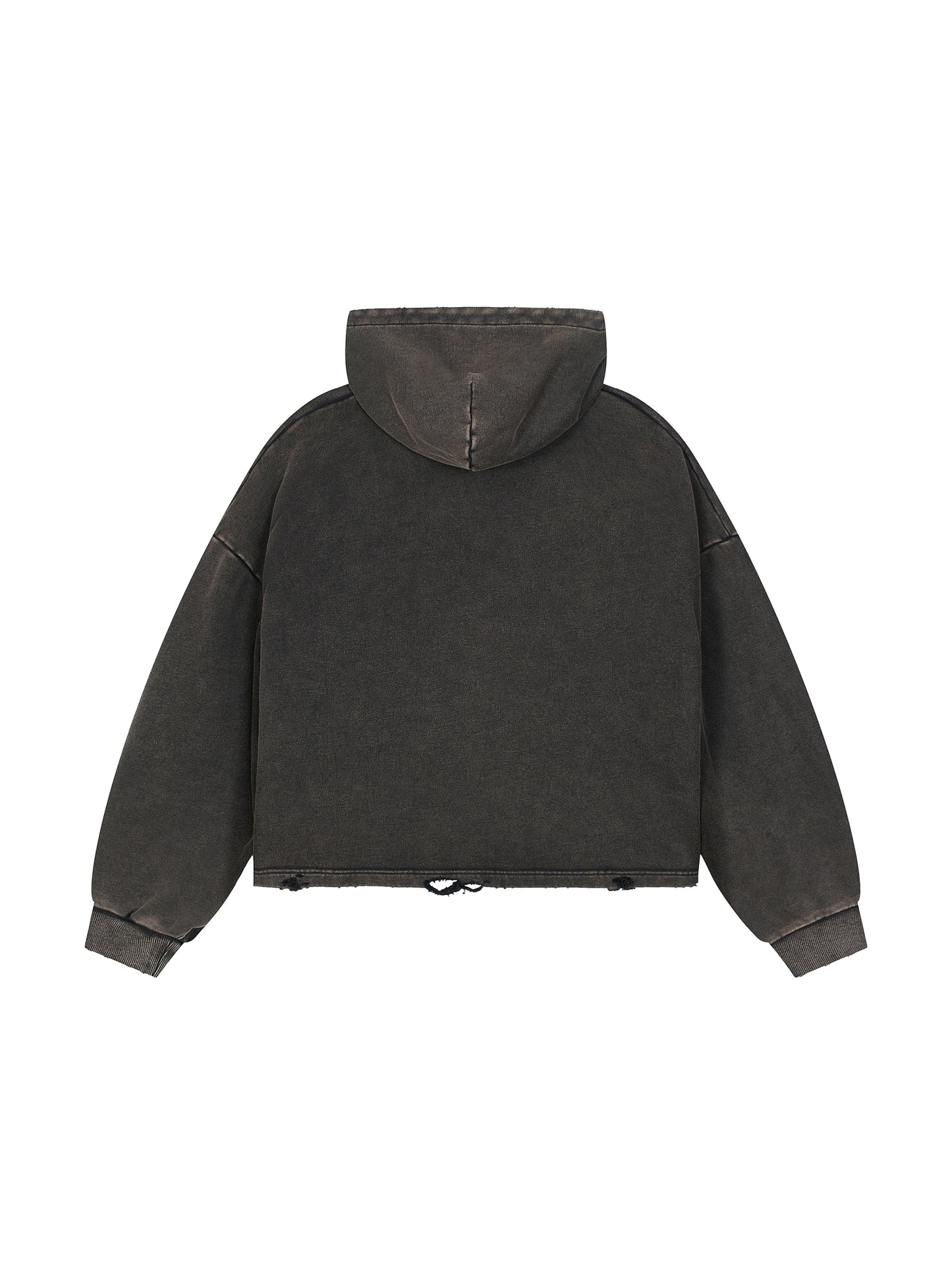 Vintage Washed Frayed-Hem Hoodie