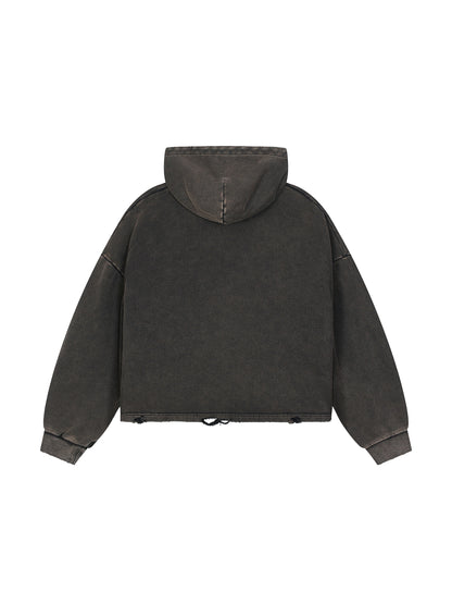 Vintage Washed Frayed-Hem Hoodie