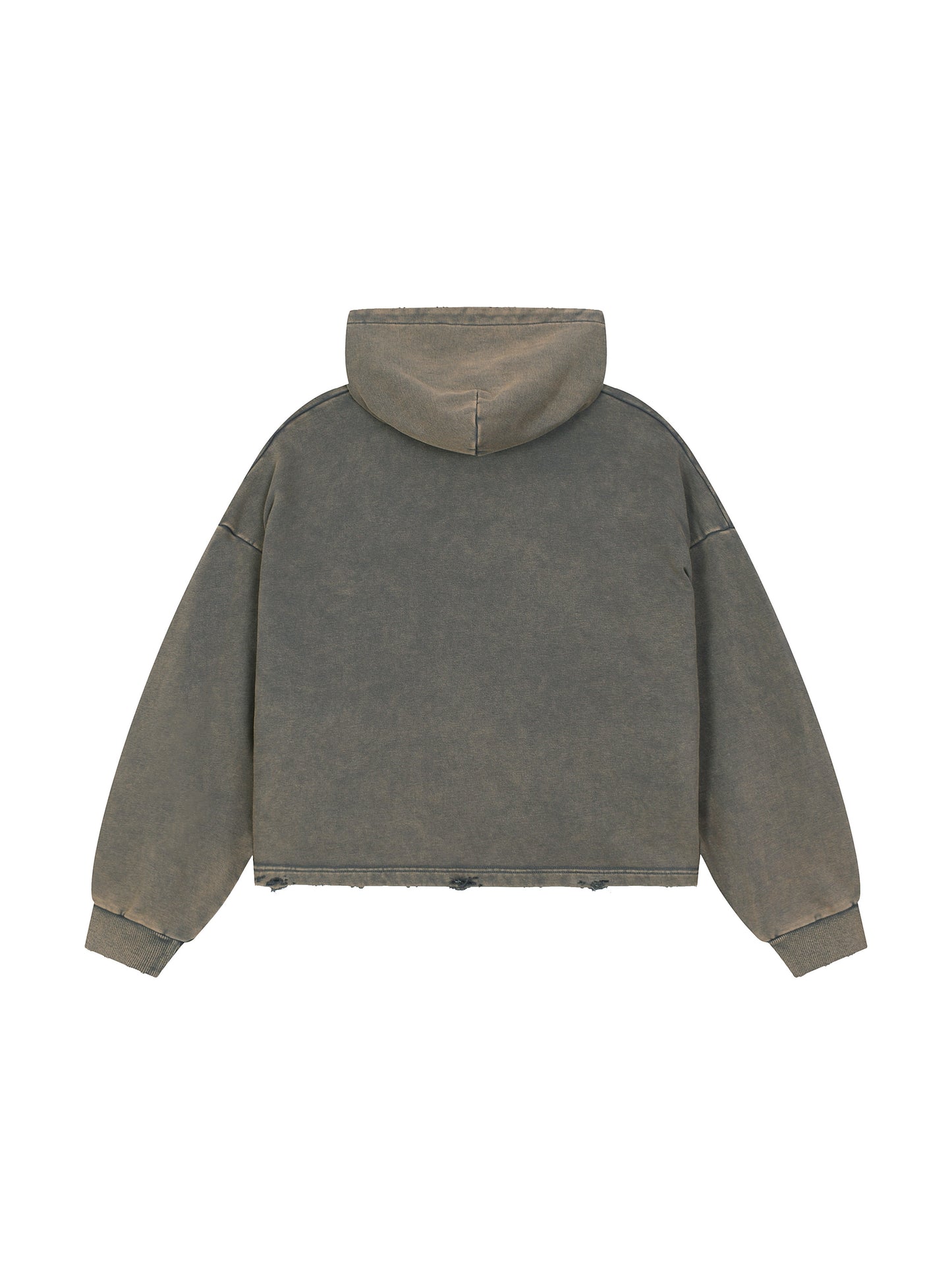 Vintage Washed Frayed-Hem Hoodie