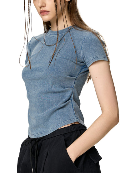 Vintage Washed Bodycon Cotton T-Shirt