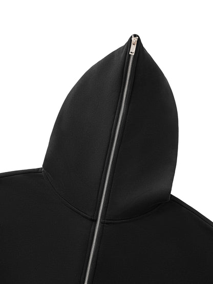 Fleeced Full-Zip Boxy Hoodie