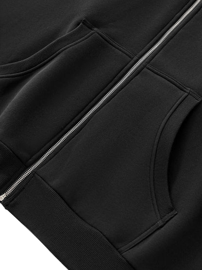 Fleeced Full-Zip Boxy Hoodie