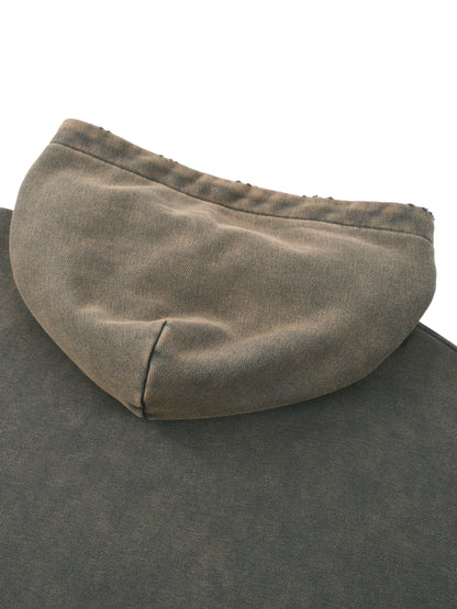 Vintage Washed Frayed-Hem Hoodie
