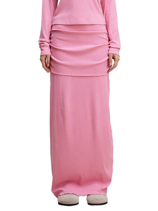 Dyed Washed Straight Hip-Hugging Slim Maxi Skirt