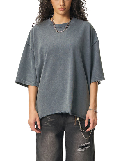 Snow Wash Raw-Hem Boxy T-shirt