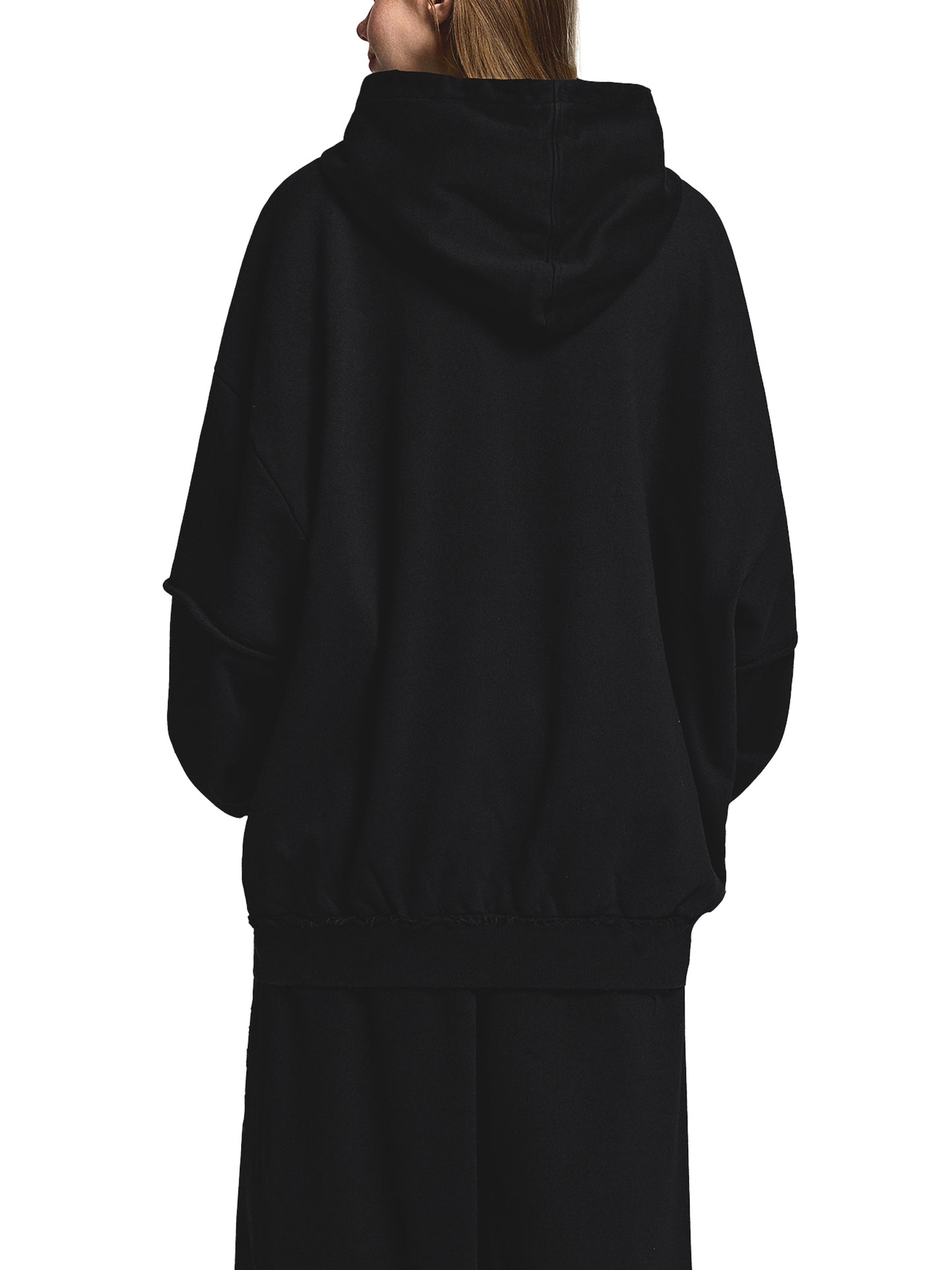 Snow Washed Raw Edge Double Layered Hoodie